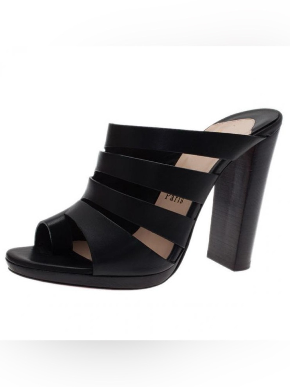 Christian Louboutin Black Strappy Heels with Toe Loop